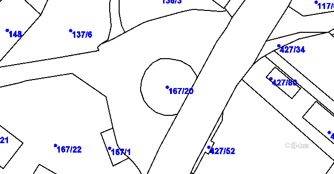 Parcela st. 167/20 v KÚ Rebešovice, Katastrální mapa
