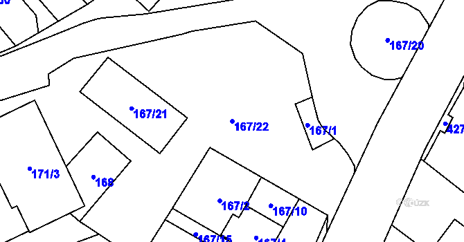 Parcela st. 167/22 v KÚ Rebešovice, Katastrální mapa