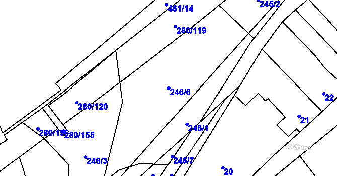 Parcela st. 246/6 v KÚ Rebešovice, Katastrální mapa