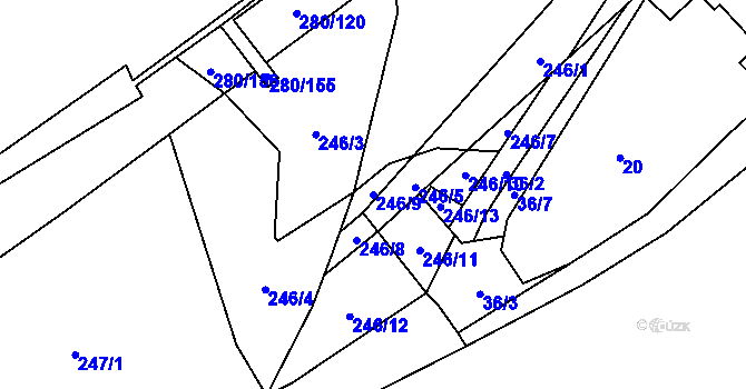 Parcela st. 246/9 v KÚ Rebešovice, Katastrální mapa