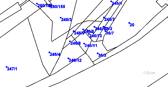 Parcela st. 246/11 v KÚ Rebešovice, Katastrální mapa