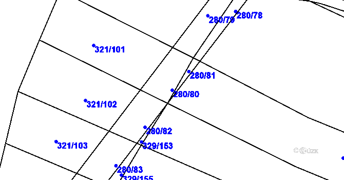 Parcela st. 280/80 v KÚ Rebešovice, Katastrální mapa