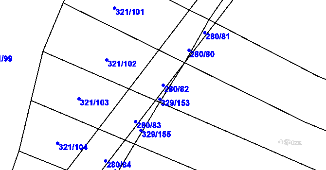 Parcela st. 280/82 v KÚ Rebešovice, Katastrální mapa