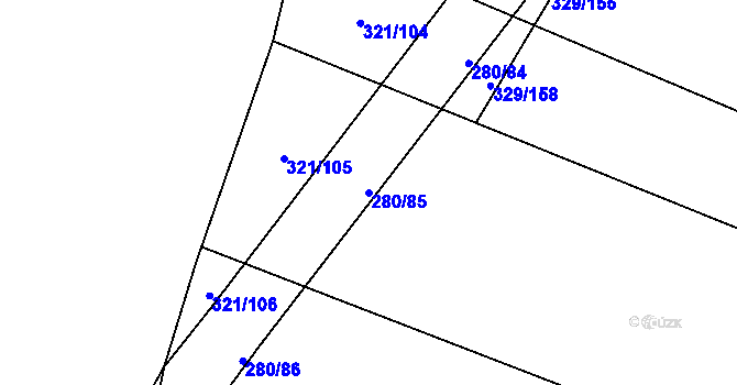 Parcela st. 280/85 v KÚ Rebešovice, Katastrální mapa