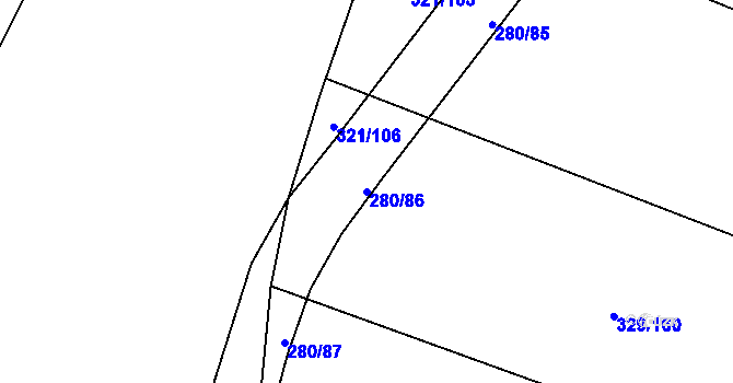 Parcela st. 280/86 v KÚ Rebešovice, Katastrální mapa