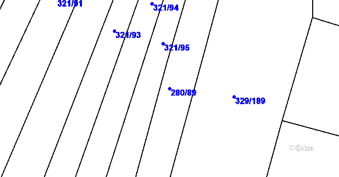Parcela st. 280/89 v KÚ Rebešovice, Katastrální mapa