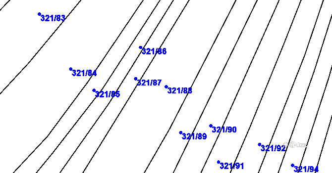 Parcela st. 321/88 v KÚ Rebešovice, Katastrální mapa