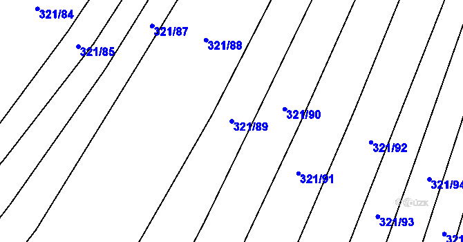 Parcela st. 321/89 v KÚ Rebešovice, Katastrální mapa