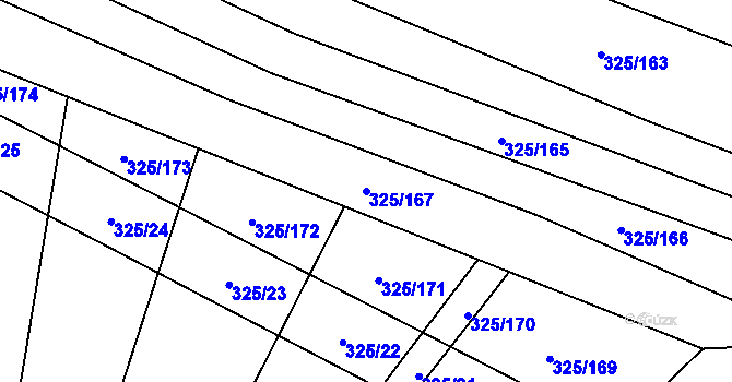 Parcela st. 325/167 v KÚ Rebešovice, Katastrální mapa