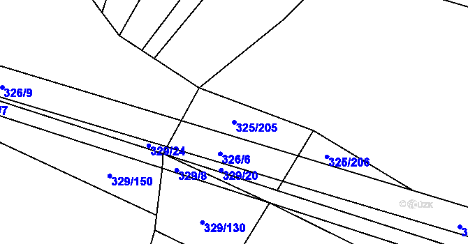 Parcela st. 325/205 v KÚ Rebešovice, Katastrální mapa