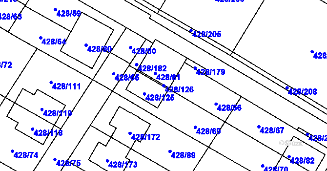 Parcela st. 428/126 v KÚ Rebešovice, Katastrální mapa
