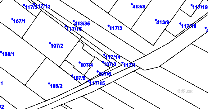 Parcela st. 117/14 v KÚ Rebešovice, Katastrální mapa