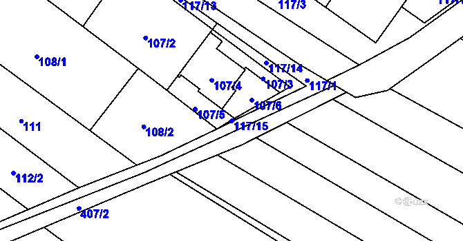 Parcela st. 117/15 v KÚ Rebešovice, Katastrální mapa
