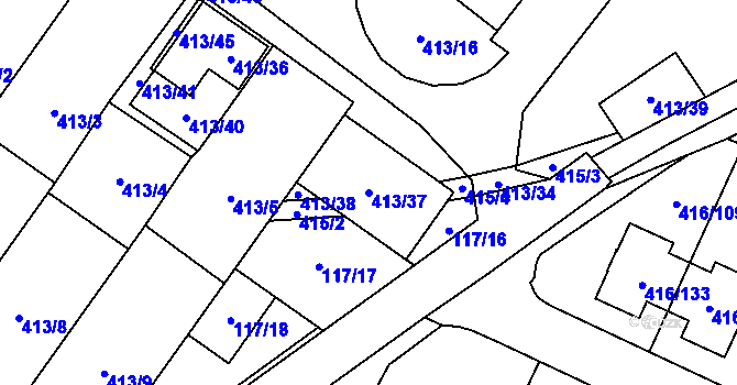 Parcela st. 413/37 v KÚ Rebešovice, Katastrální mapa