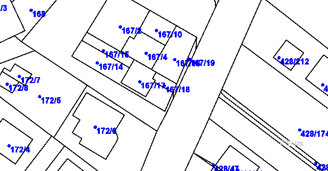 Parcela st. 167/18 v KÚ Rebešovice, Katastrální mapa