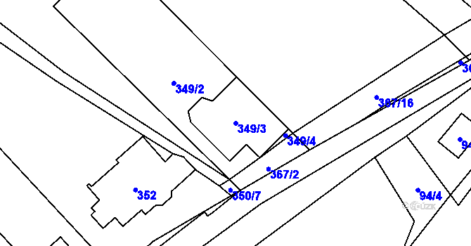Parcela st. 349/3 v KÚ Rebešovice, Katastrální mapa