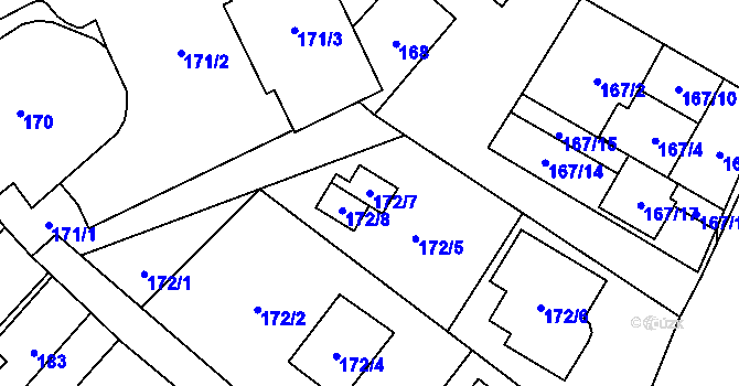 Parcela st. 172/7 v KÚ Rebešovice, Katastrální mapa