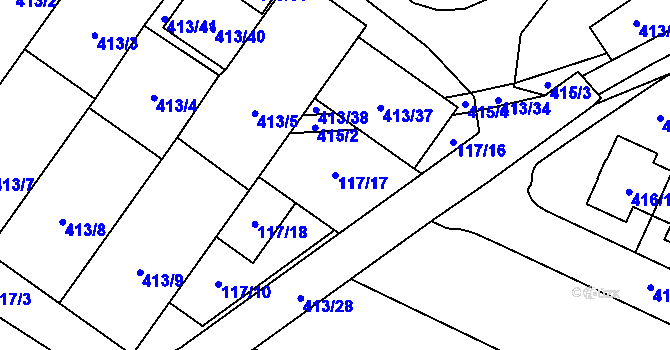 Parcela st. 117/17 v KÚ Rebešovice, Katastrální mapa