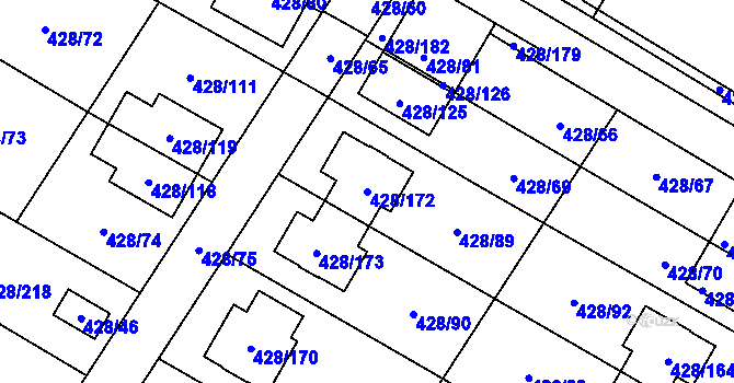 Parcela st. 428/172 v KÚ Rebešovice, Katastrální mapa
