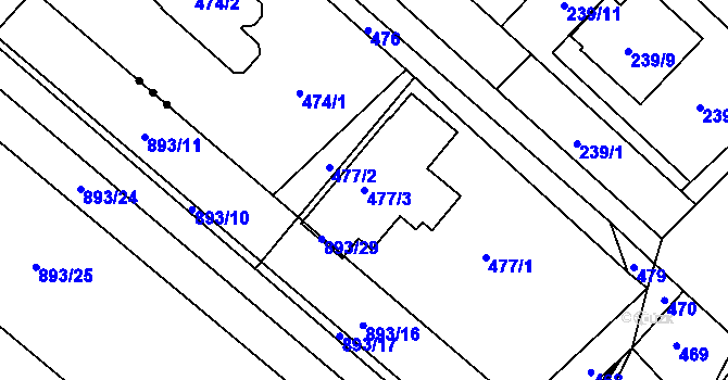 Parcela st. 477/3 v KÚ Rebešovice, Katastrální mapa