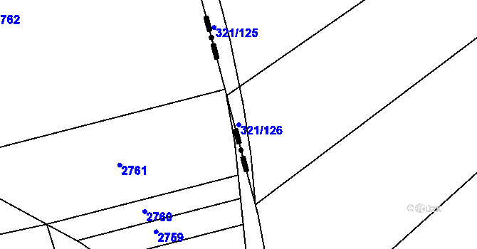 Parcela st. 321/126 v KÚ Rebešovice, Katastrální mapa