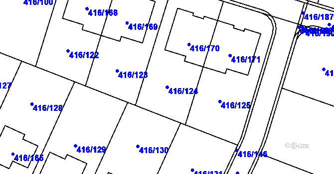 Parcela st. 416/124 v KÚ Rebešovice, Katastrální mapa