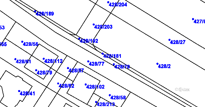 Parcela st. 428/181 v KÚ Rebešovice, Katastrální mapa