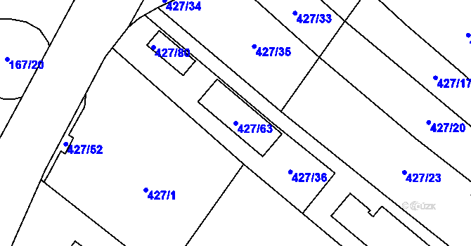 Parcela st. 427/63 v KÚ Rebešovice, Katastrální mapa