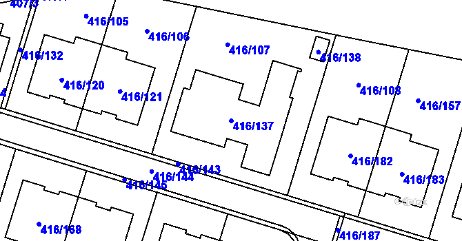 Parcela st. 416/137 v KÚ Rebešovice, Katastrální mapa