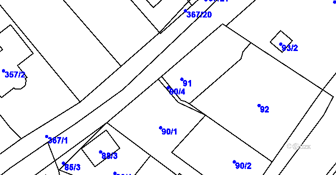 Parcela st. 90/4 v KÚ Rebešovice, Katastrální mapa