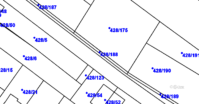 Parcela st. 428/188 v KÚ Rebešovice, Katastrální mapa