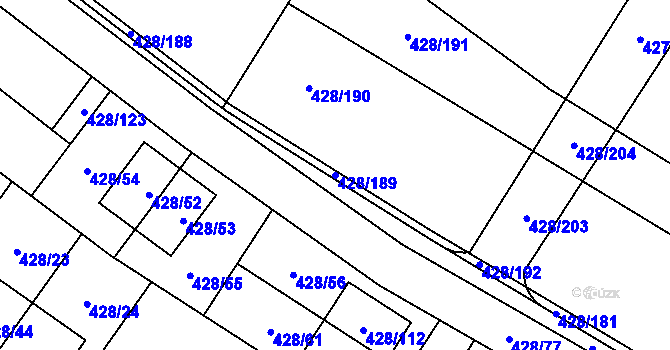 Parcela st. 428/189 v KÚ Rebešovice, Katastrální mapa