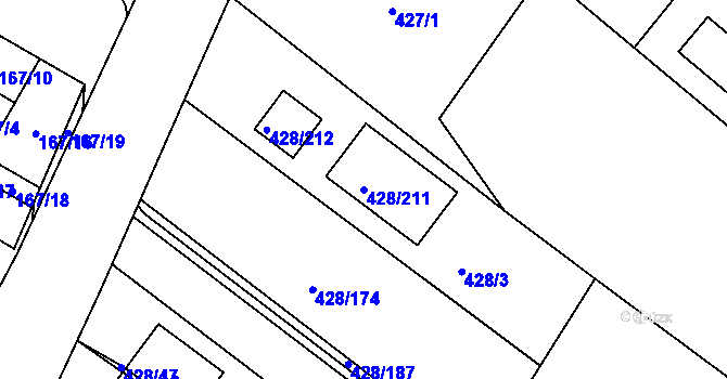 Parcela st. 428/211 v KÚ Rebešovice, Katastrální mapa