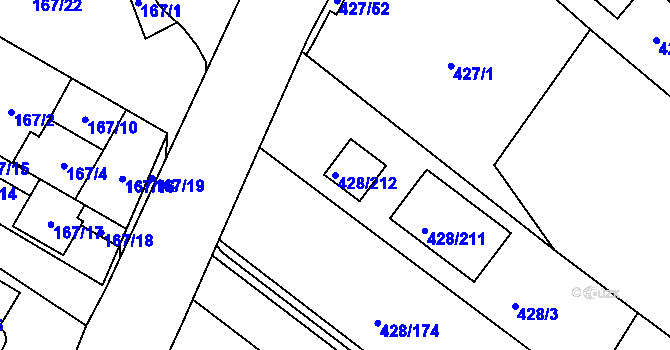 Parcela st. 428/212 v KÚ Rebešovice, Katastrální mapa