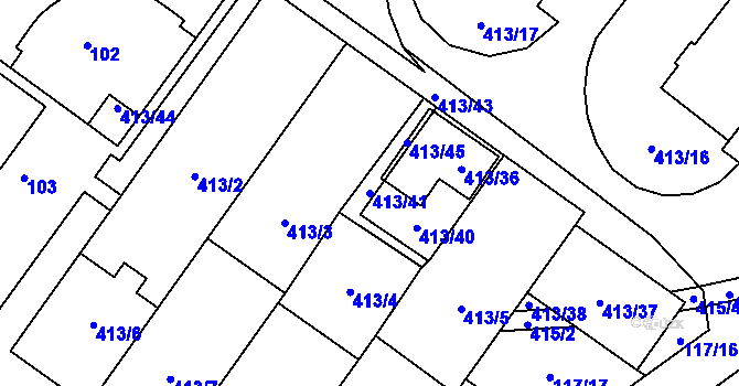 Parcela st. 413/41 v KÚ Rebešovice, Katastrální mapa