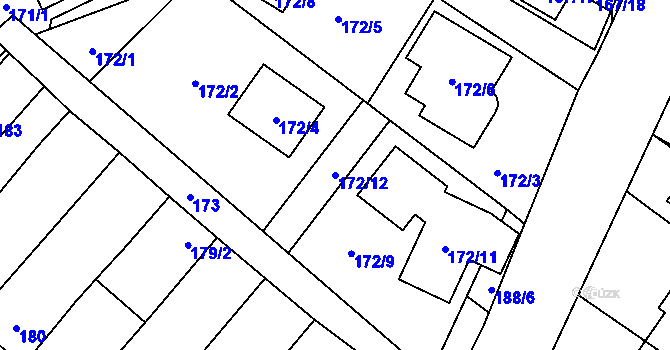 Parcela st. 172/12 v KÚ Rebešovice, Katastrální mapa