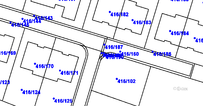Parcela st. 416/188 v KÚ Rebešovice, Katastrální mapa
