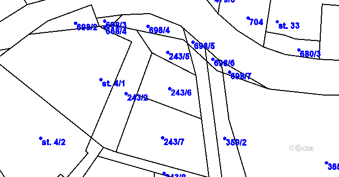Parcela st. 243/6 v KÚ Dobrá Voda Lipnická, Katastrální mapa