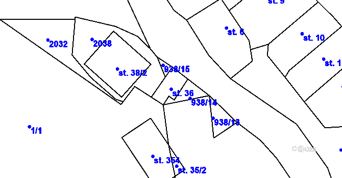 Parcela st. 36 v KÚ Rejčkov, Katastrální mapa