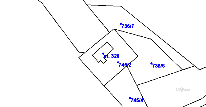 Parcela st. 320 v KÚ Rejčkov, Katastrální mapa