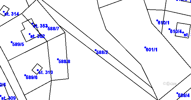 Parcela st. 588/2 v KÚ Rejčkov, Katastrální mapa