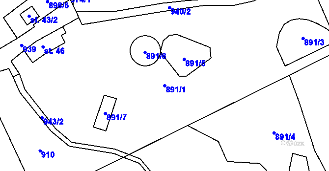 Parcela st. 891/1 v KÚ Rejčkov, Katastrální mapa