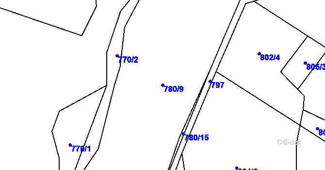 Parcela st. 780/9 v KÚ Rejčkov, Katastrální mapa