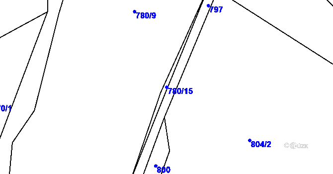 Parcela st. 780/15 v KÚ Rejčkov, Katastrální mapa