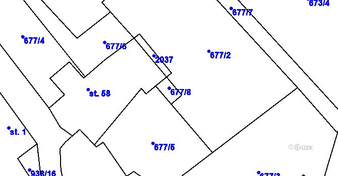 Parcela st. 677/8 v KÚ Rejčkov, Katastrální mapa