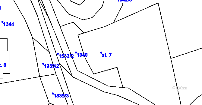Parcela st. 7 v KÚ Rejchartice u Šumperka, Katastrální mapa