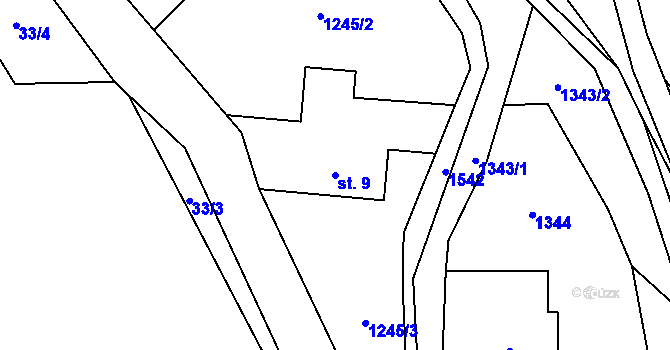 Parcela st. 9 v KÚ Rejchartice u Šumperka, Katastrální mapa