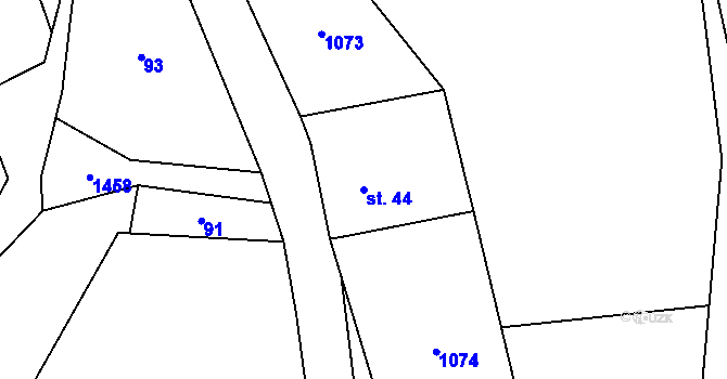 Parcela st. 44 v KÚ Rejchartice u Šumperka, Katastrální mapa