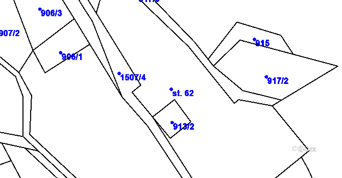 Parcela st. 62 v KÚ Rejchartice u Šumperka, Katastrální mapa