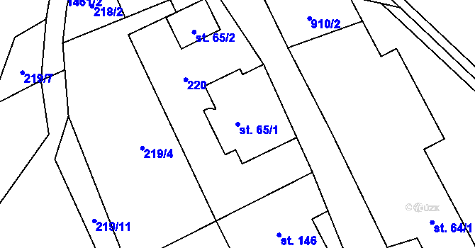 Parcela st. 65/1 v KÚ Rejchartice u Šumperka, Katastrální mapa